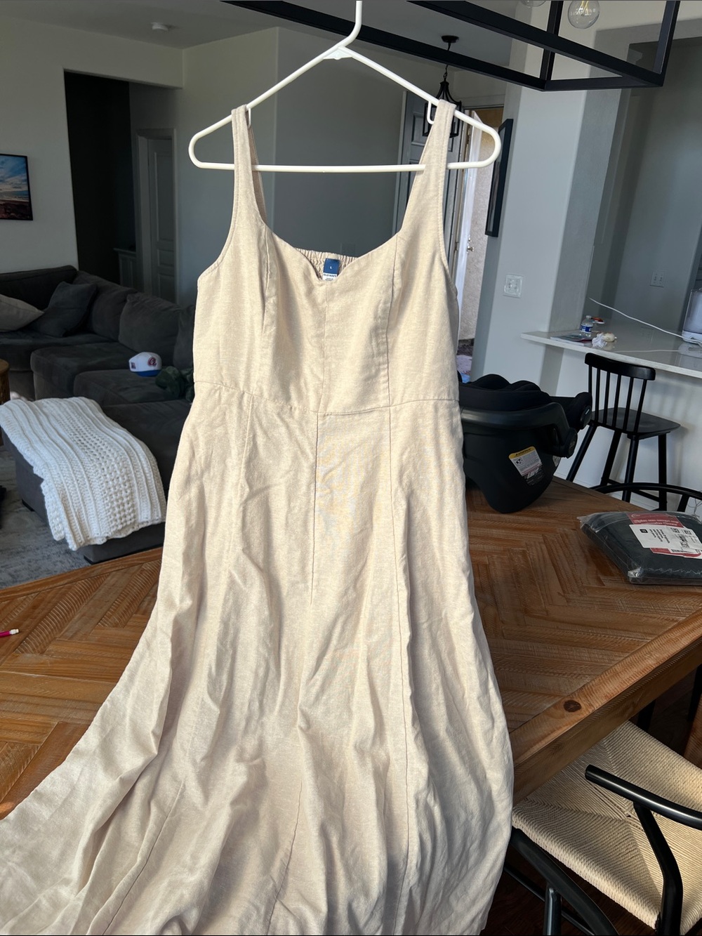 Oldnavy Sleeveless Cream Linen-Blend Maxi Dress